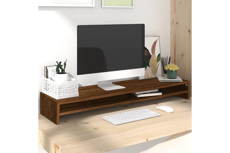 beBasic Skjermstativ brun eik 100x24x13 cm konstruert tre - Brun - Møbler - Mediamøbel & tv møbel - Mediestativ & veggfeste