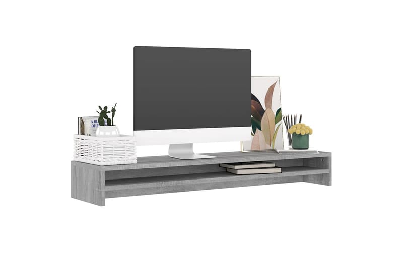 beBasic Skjermstativ grå sonoma 100x24x13 cm konstruert tre - GrÃ¥ - Møbler - Mediamøbel & tv møbel - Mediestativ & veggfeste