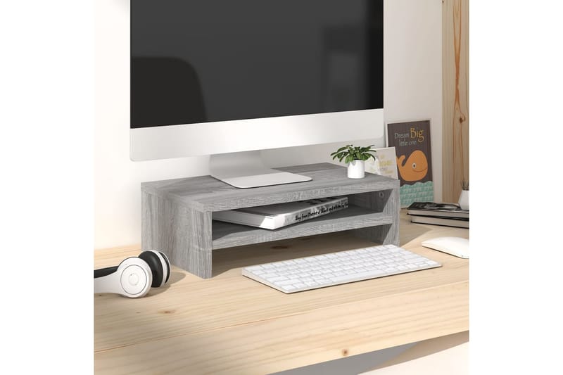 beBasic Skjermstativ grå sonoma 42x24x13 cm konstruert tre - GrÃ¥ - Møbler - Mediamøbel & tv møbel - Mediestativ & veggfeste