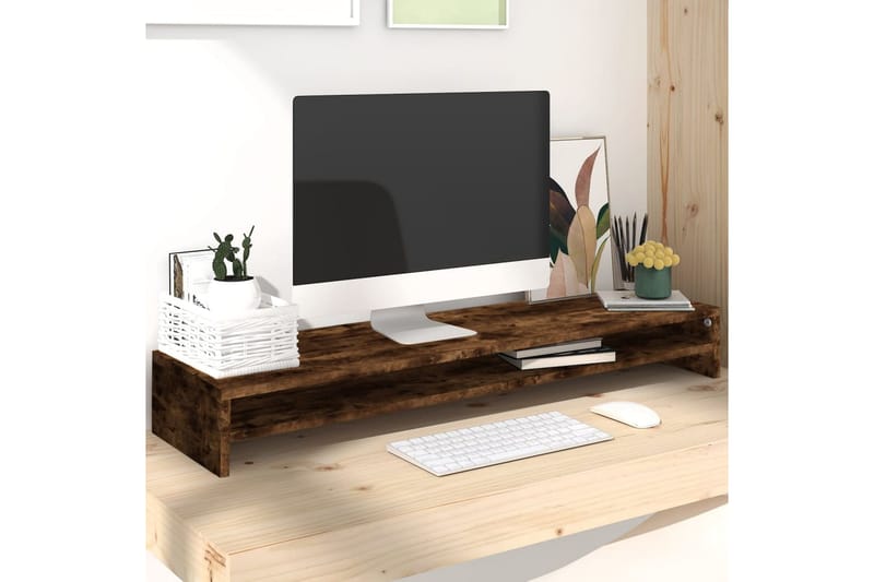 beBasic Skjermstativ røkt eik 100x24x13 cm konstruert tre - Brun - Møbler - Mediamøbel & tv møbel - Mediestativ & veggfeste