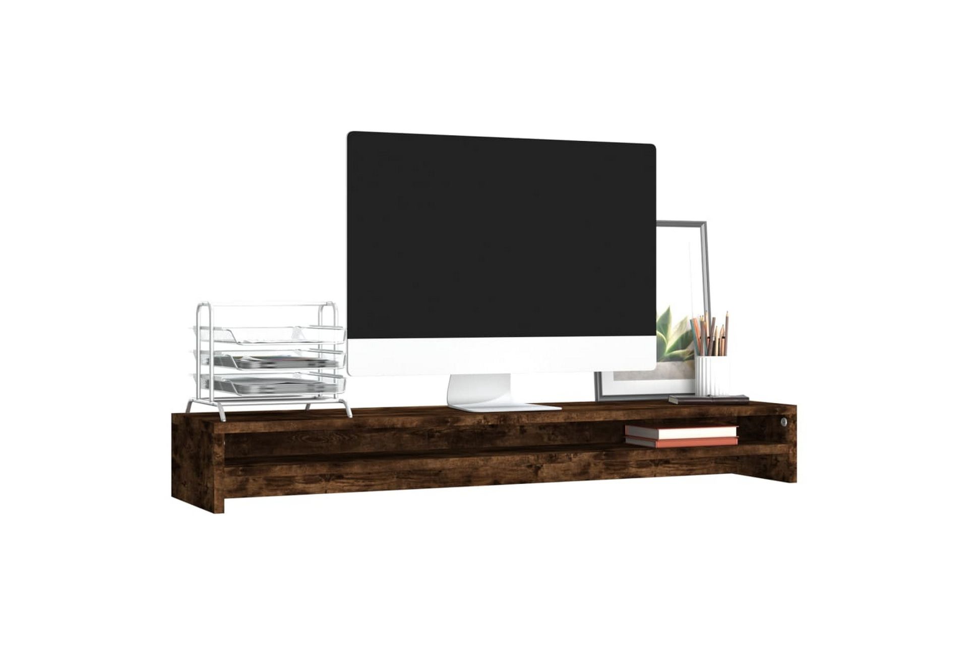 beBasic Skjermstativ røkt eik 100x24x13 cm konstruert tre - Brun - Møbler - Mediamøbel & tv møbel - Mediestativ & veggfeste