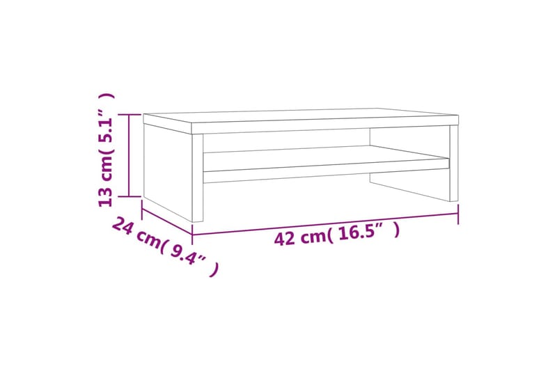 beBasic Skjermstativ røkt eik 42x24x13 cm konstruert tre - Brun - Møbler - Mediamøbel & tv møbel - Mediestativ & veggfeste