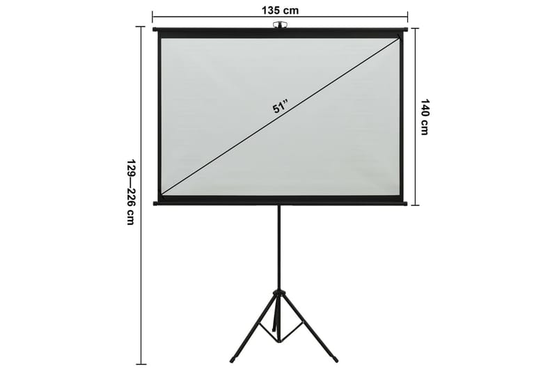 Projeksjonsskjerm med stativ 50 1:1 - Hvit - Projektorfeste