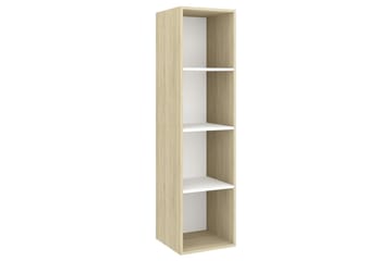 Vegghengt TV-benk sonoma eik og hvit 37x37x142,5cm sponplate - Beige - Møbler - Mediamøbel & tv møbel - Mediestativ & veggfeste