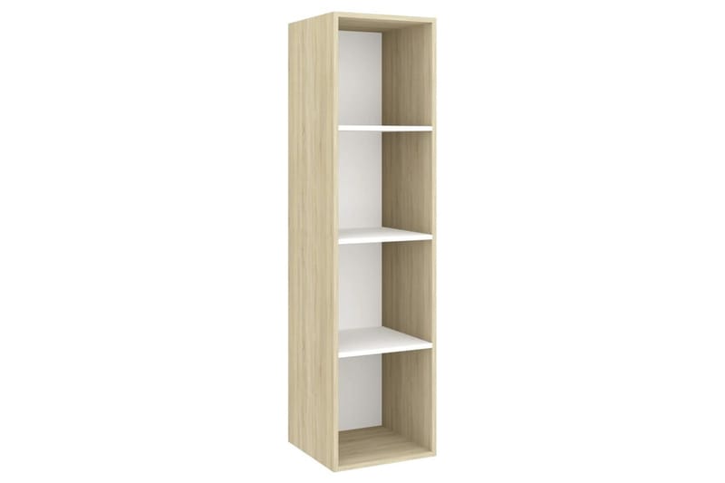 Vegghengt TV-benk sonoma eik og hvit 37x37x142,5cm sponplate - Beige - Møbler - Mediamøbel & tv møbel - Mediestativ & veggfeste