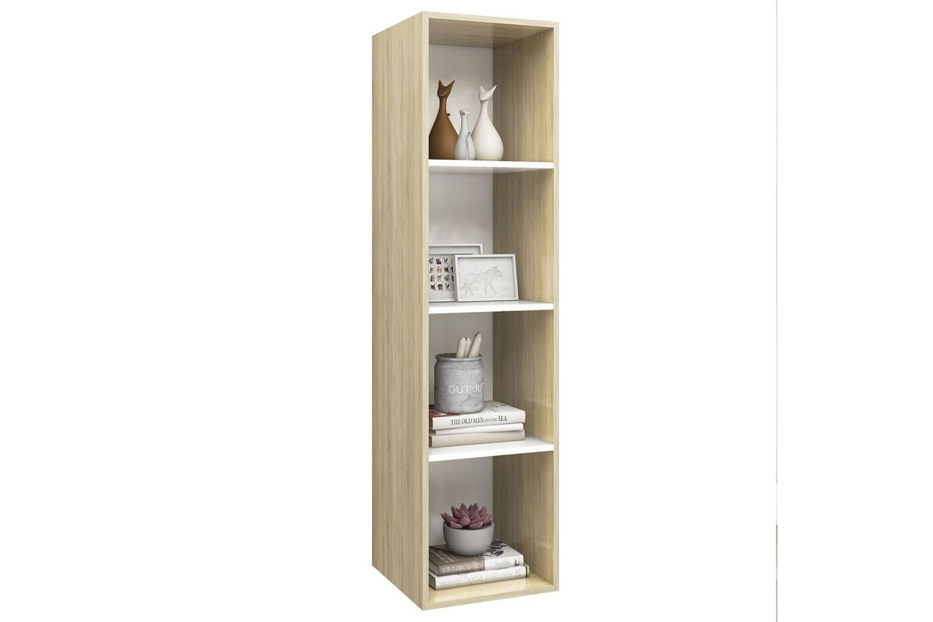 Vegghengt TV-benk sonoma eik og hvit 37x37x142,5cm sponplate - Beige - Møbler - Mediamøbel & tv møbel - Mediestativ & veggfeste