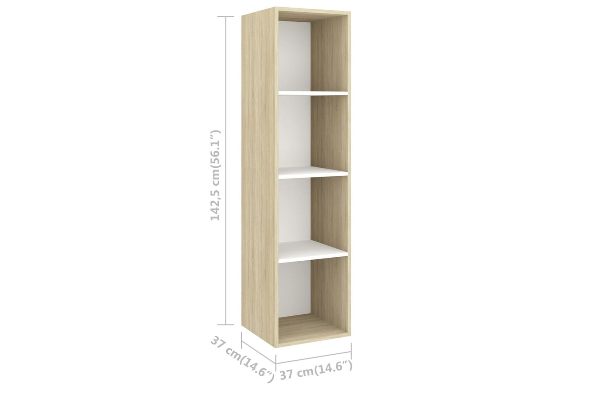 Vegghengt TV-benk sonoma eik og hvit 37x37x142,5cm sponplate - Beige - Møbler - Mediamøbel & tv møbel - Mediestativ & veggfeste