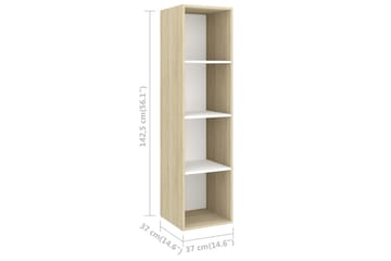 Vegghengt TV-benk sonoma eik og hvit 37x37x142,5cm sponplate - Beige - Møbler - Mediamøbel & tv møbel - Mediestativ & veggfeste