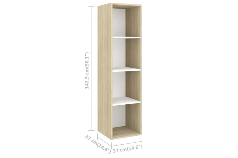 Vegghengt TV-benk sonoma eik og hvit 37x37x142,5cm sponplate - Beige - Møbler - Mediamøbel & tv møbel - Mediestativ & veggfeste