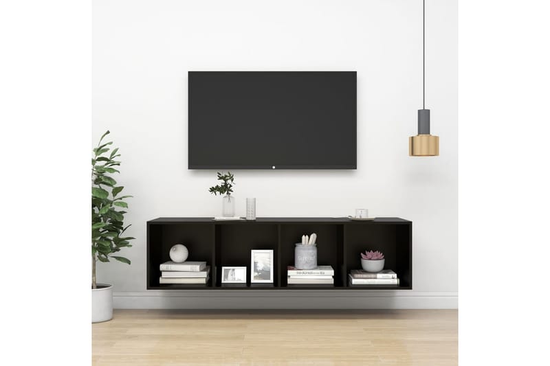 Vegghengt TV-benk svart 37x37x142,5 cm sponplate - Svart - Veggfeste TV & TV stativ - Mediestativ & veggfeste
