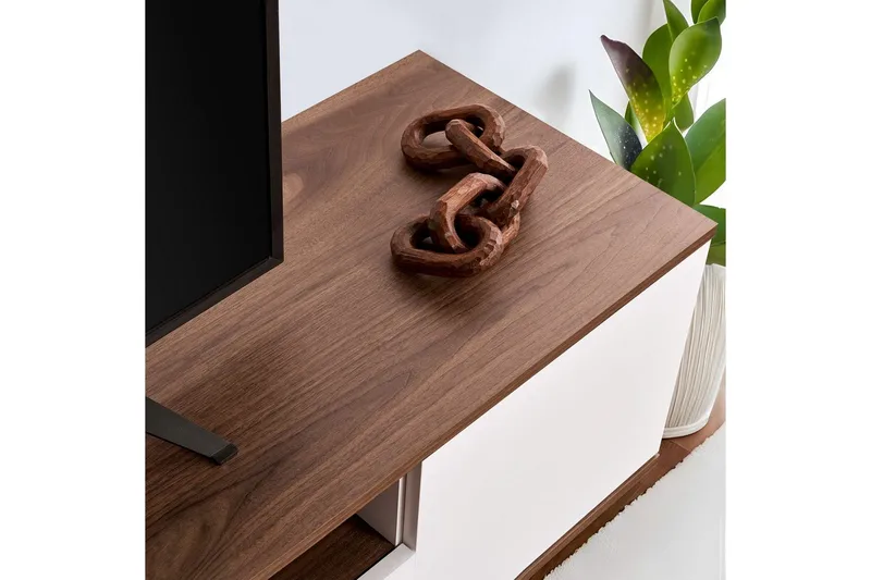 Meni TV-benk 180 cm - Hvit/Brun - Møbler - Mediamøbel & tv møbel - TV-benk & mediabenk