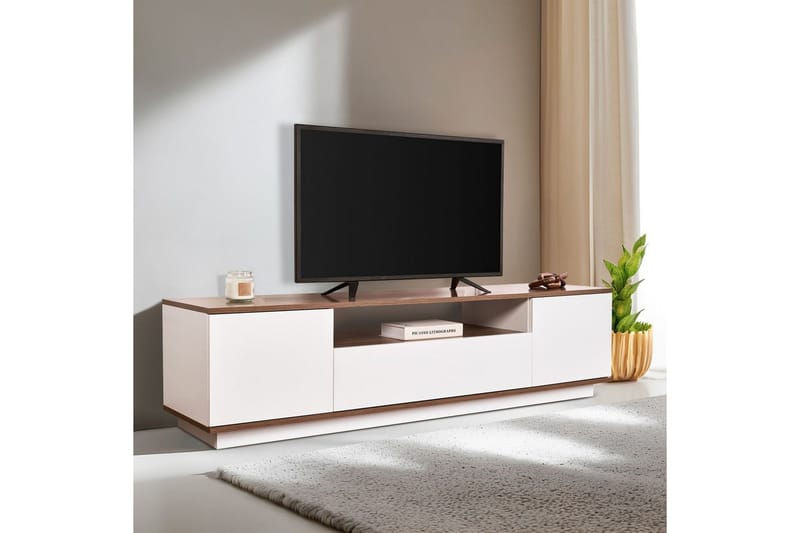 Meni TV-benk 180 cm - Hvit/Brun - Møbler - Mediamøbel & tv møbel - TV-benk & mediabenk