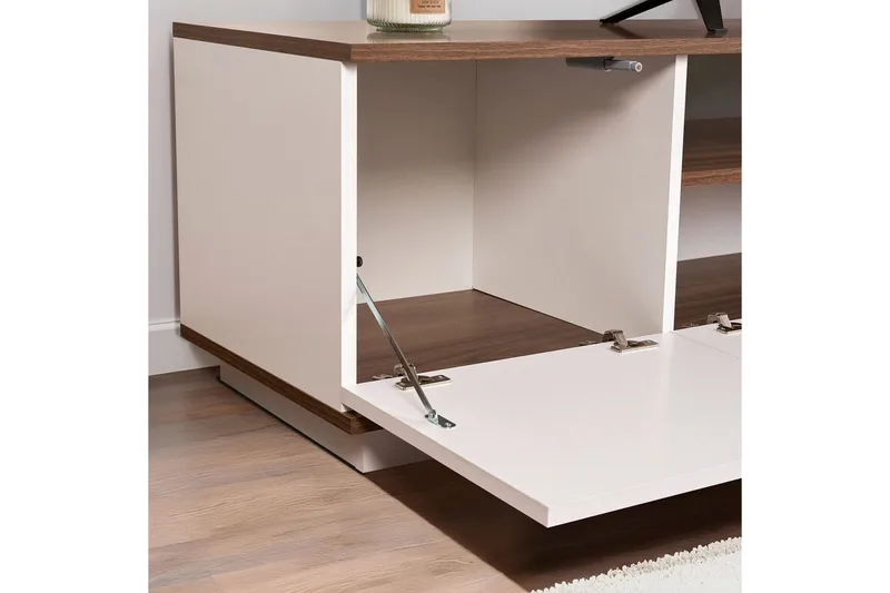 Meni TV-benk 180 cm - Hvit/Brun - Møbler - Mediamøbel & tv møbel - TV-benk & mediabenk