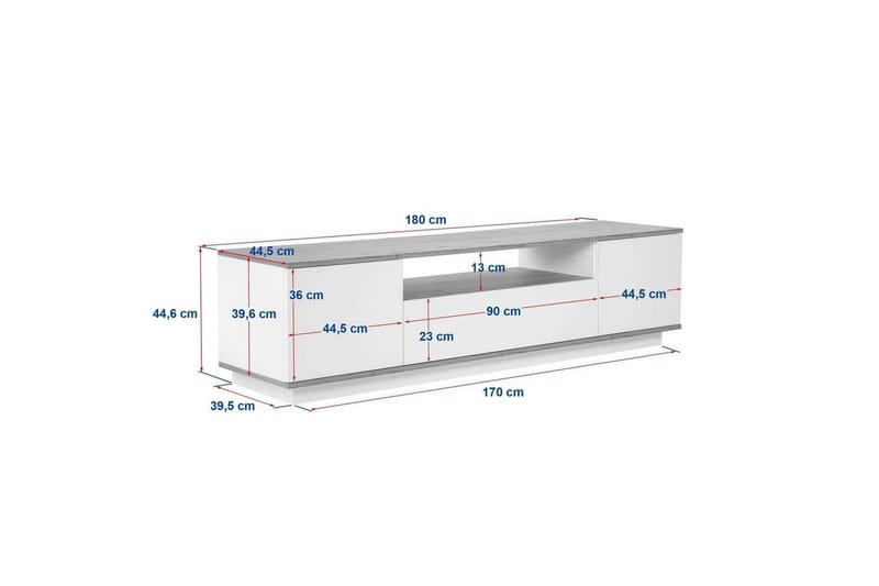 Meni TV-benk 180 cm - Hvit/Brun - Møbler - Mediamøbel & tv møbel - TV-benk & mediabenk