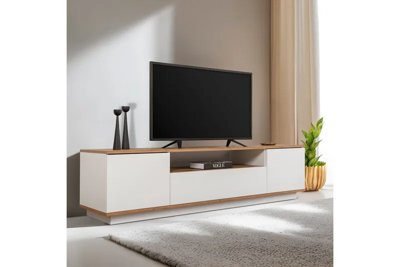 Meni TV-benk 180 cm - Natur/Hvit - Møbler - Mediamøbel & tv møbel - TV-benk & mediabenk