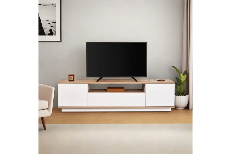 Meni TV-benk 180 cm - Natur/Hvit - Møbler - Mediamøbel & tv møbel - TV-benk & mediabenk