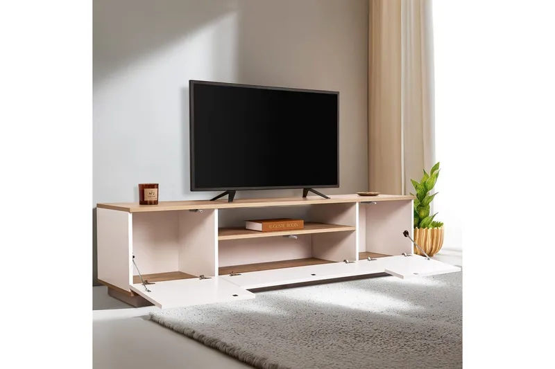 Meni TV-benk 180 cm - Natur/Hvit - Møbler - Mediamøbel & tv møbel - TV-benk & mediabenk