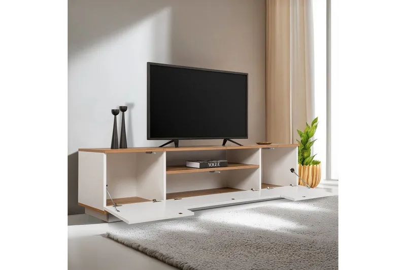 Meni TV-benk 180 cm - Natur/Hvit - Møbler - Mediamøbel & tv møbel - TV-benk & mediabenk