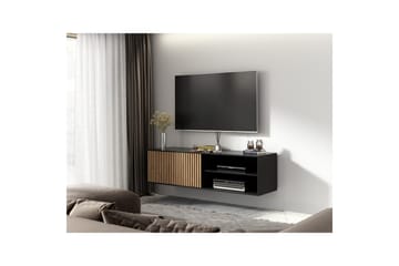 Meorati Veggmontert TV-benk 150 cm med Oppbevaring i Eik - Svart - Møbler - Mediamøbel & tv møbel - TV-benk & mediabenk