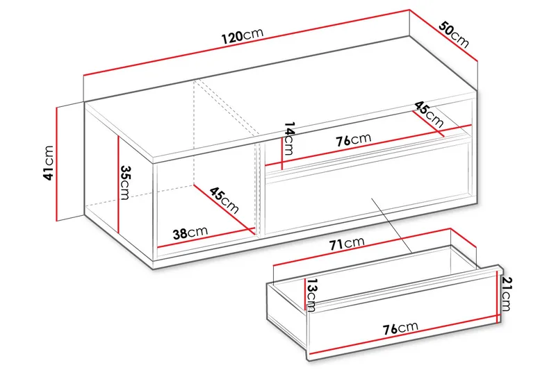 Metropolitan Tv-Benk 120x50 cm - Hvit/Lysegrå/Sort - Møbler - Mediamøbel & tv møbel - TV-benk & mediabenk