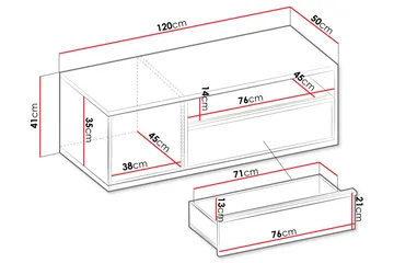 Metropolitan Tv-Benk 120x50 cm - Hvit/Lysegrå/Sort - Møbler - Mediamøbel & tv møbel - TV-benk & mediabenk