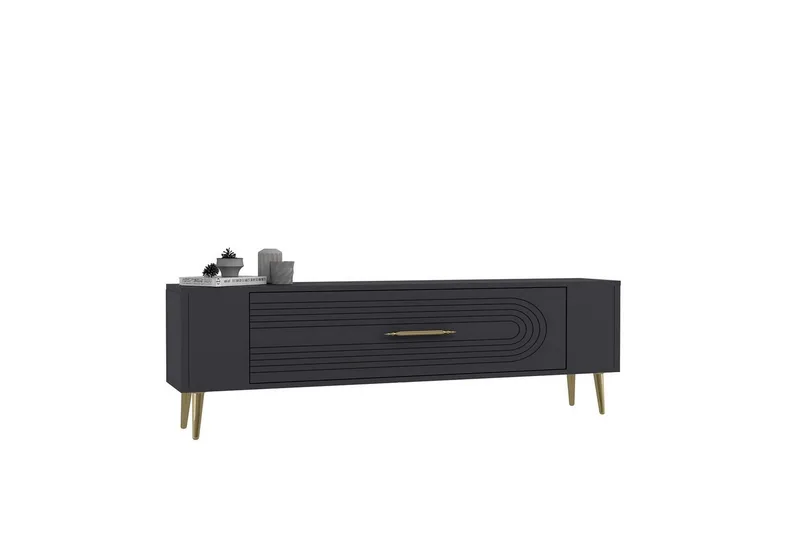 Mirel TV-benk 120 cm - Antrasitt/Gull - Møbler - Mediamøbel & tv møbel - TV-benk & mediabenk