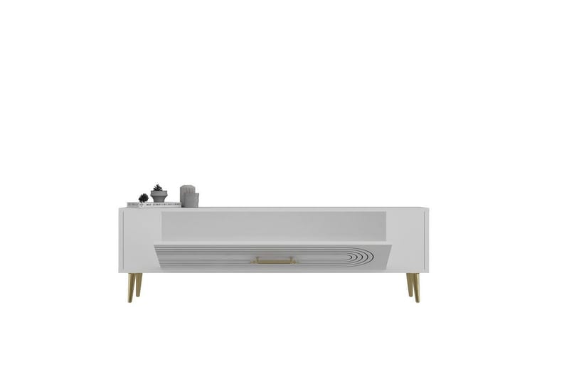 Mirel TV-benk 120 cm - Hvit/Gull - Møbler - Mediamøbel & tv møbel - TV-benk & mediabenk