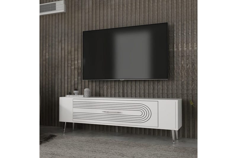Mirel TV-benk 120 cm - Hvit/Sølv - Møbler - Mediamøbel & tv møbel - TV-benk & mediabenk