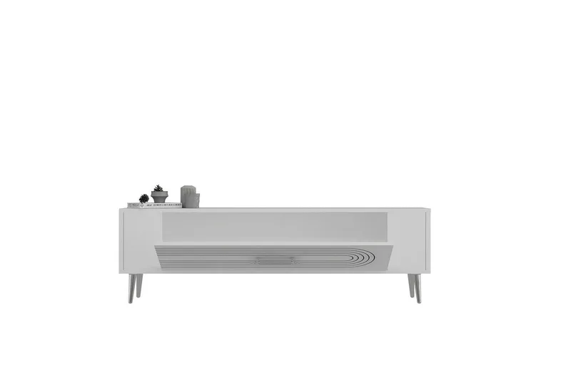 Mirel TV-benk 120 cm - Hvit/Sølv - Møbler - Mediamøbel & tv møbel - TV-benk & mediabenk