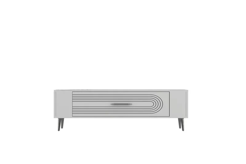 Mirel TV-benk 120 cm - Hvit/Sølv - Møbler - Mediamøbel & tv møbel - TV-benk & mediabenk