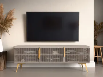 Mireva TV-benk 180 cm - beige/gull - Møbler - Mediamøbel & tv møbel - TV-benk & mediabenk