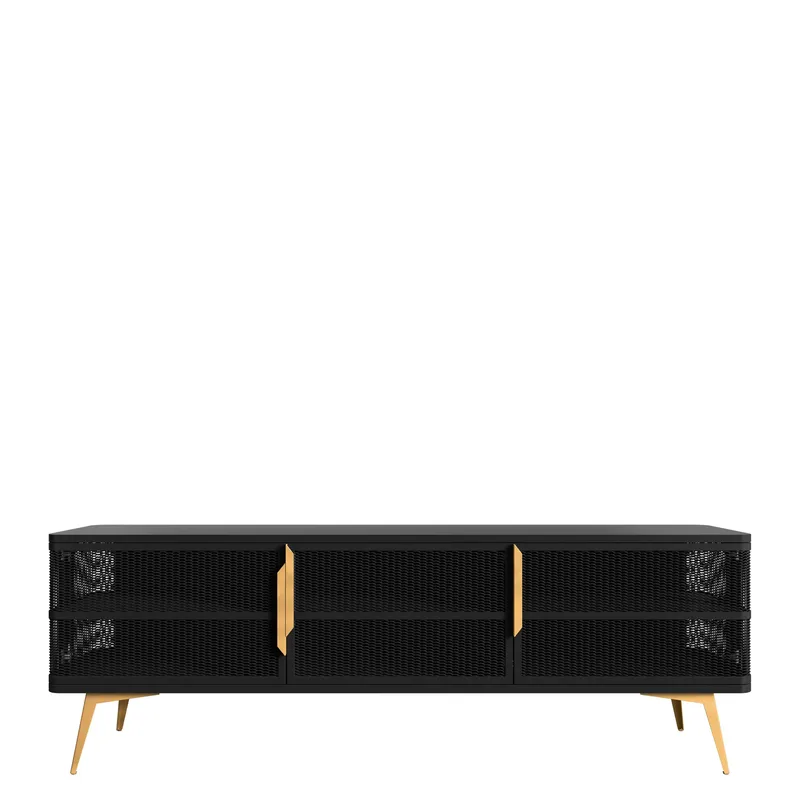 Mireva TV-benk 180 cm, svart/gull