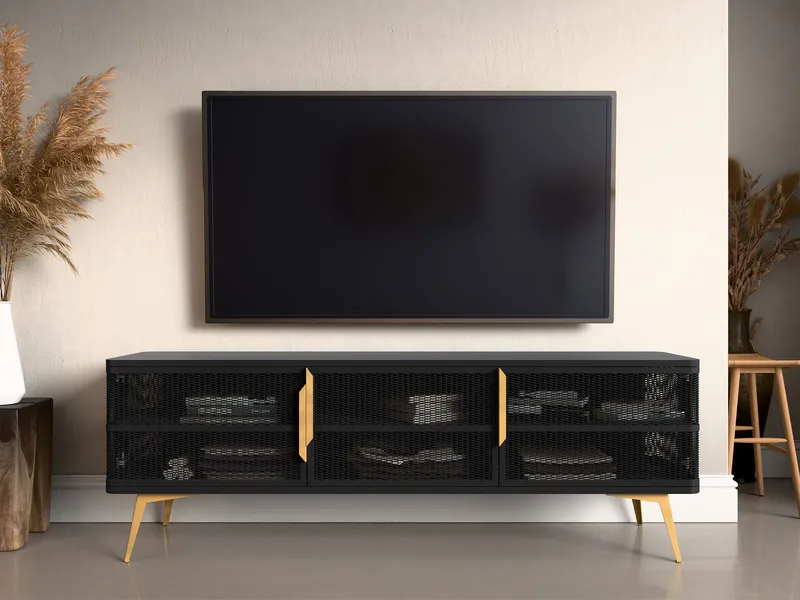 Mireva TV-benk 180 cm - svart/gull - Møbler - Mediamøbel & tv møbel - TV-benk & mediabenk