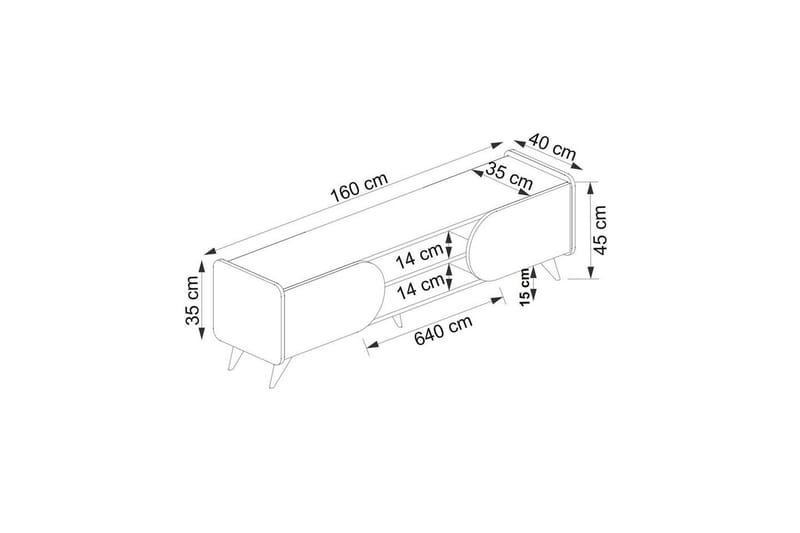 Mirra TV-benk 160 cm - Blå/Hvit - Møbler - Mediamøbel & tv møbel - TV-benk & mediabenk
