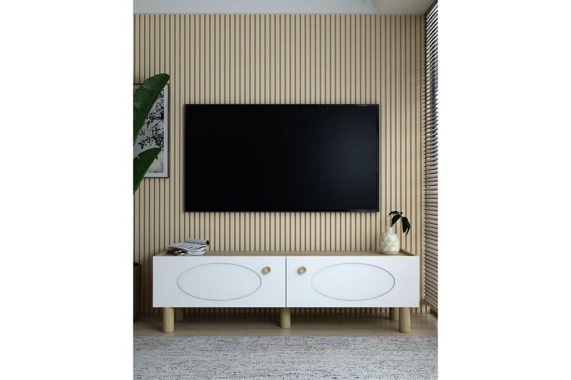 Mittopuri TV-benk 153,6 cm - Taupe/Hvit - Møbler - Mediamøbel & tv møbel - TV-benk & mediabenk