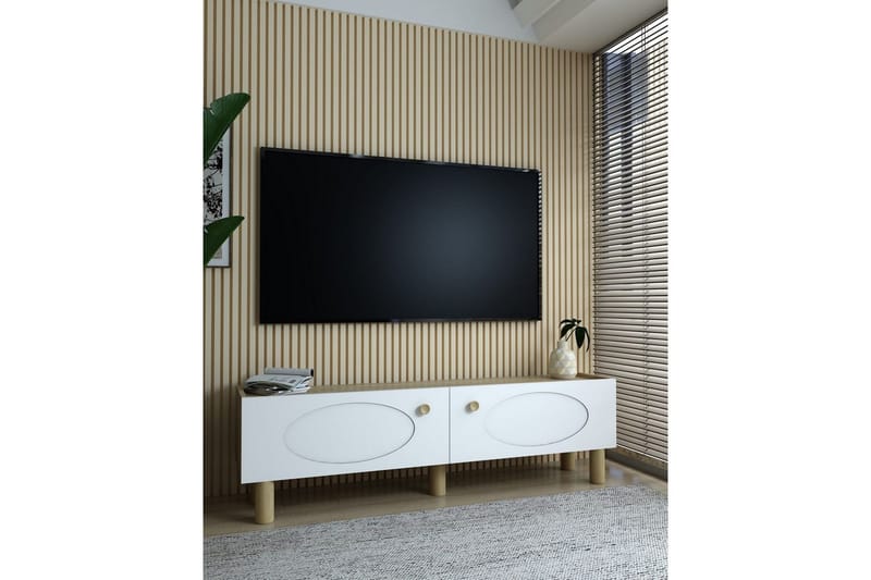 Mittopuri TV-benk 153,6 cm - Taupe/Hvit - Møbler - Mediamøbel & tv møbel - TV-benk & mediabenk