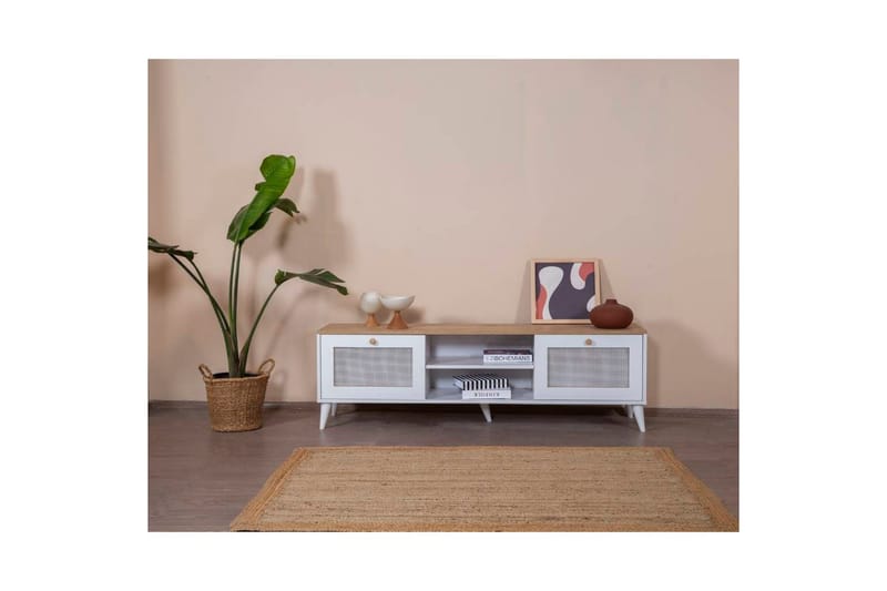 Mjudi TV-benk 55 cm - Lyse brun/Hvit - Møbler - Mediamøbel & tv møbel - TV-benk & mediabenk