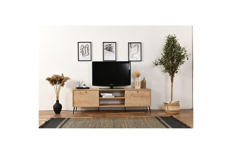 Mjudi TV-benk 55 cm - Lysfarget tre - Møbler - Mediamøbel & tv møbel - TV-benk & mediabenk