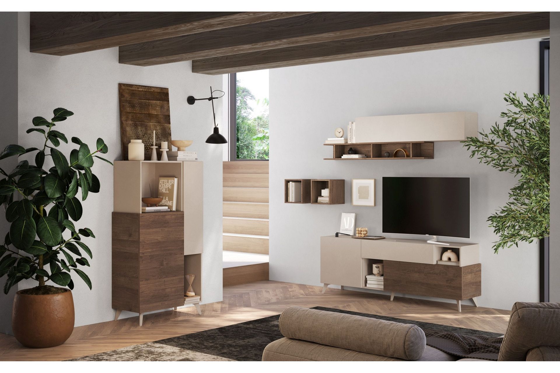 Monaco Tv-bänk 181x42 cm - Brun/Hvit - Møbler - Mediamøbel & tv møbel - TV-benk & mediabenk
