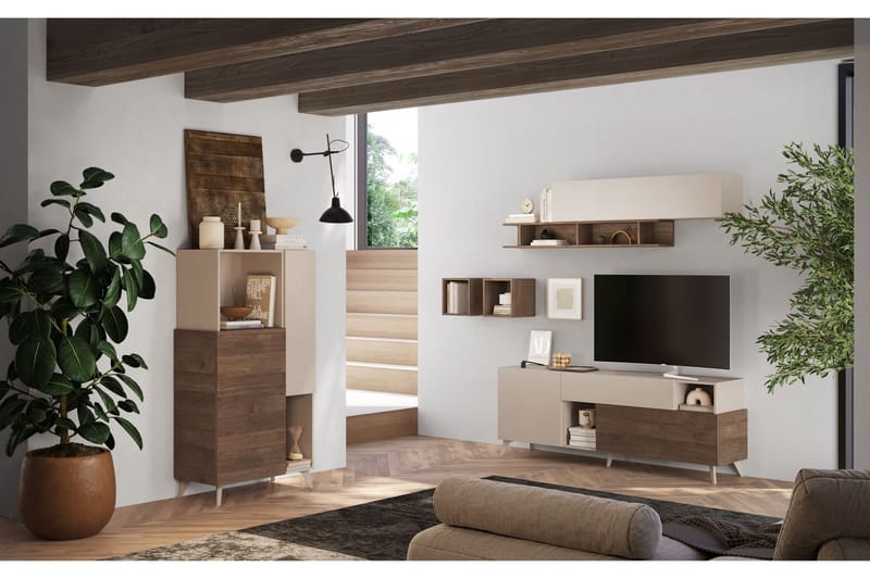 Monaco Tv-bänk 181x42 cm - Brun/Hvit - Møbler - Mediamøbel & tv møbel - TV-benk & mediabenk