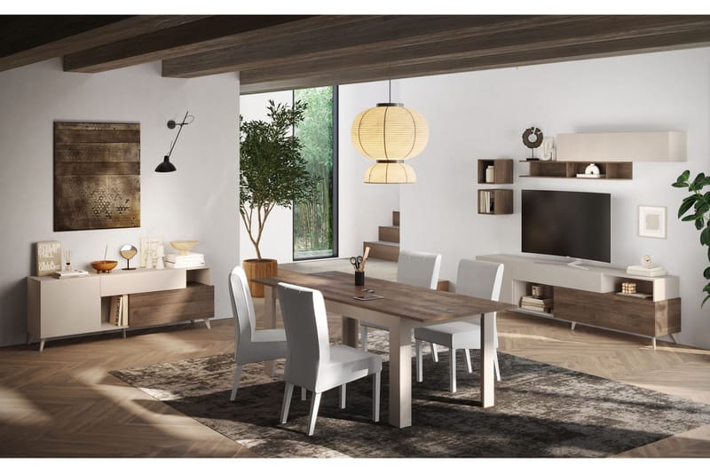 Monaco Tv-bänk 181x42 cm - Brun/Hvit - Møbler - Mediamøbel & tv møbel - TV-benk & mediabenk