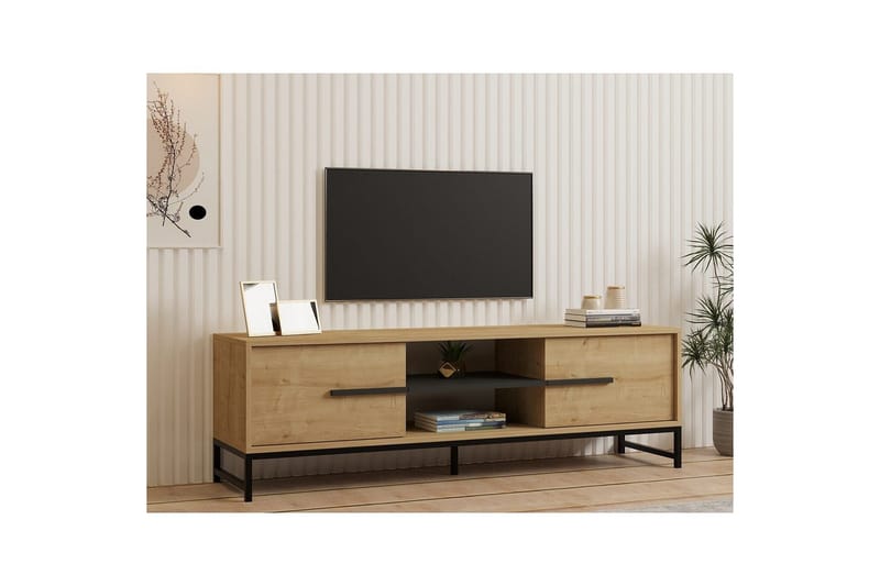 Mono Gulvstående TV-benk 160 cm med Oppbevaring i Eik - Beige - Møbler - Mediamøbel & tv møbel - TV-benk & mediabenk
