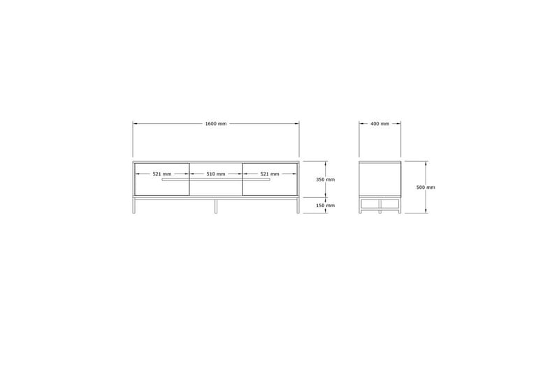 Mono Gulvstående TV-benk 160 cm med Oppbevaring i Eik - Beige - Møbler - Mediamøbel & tv møbel - TV-benk & mediabenk