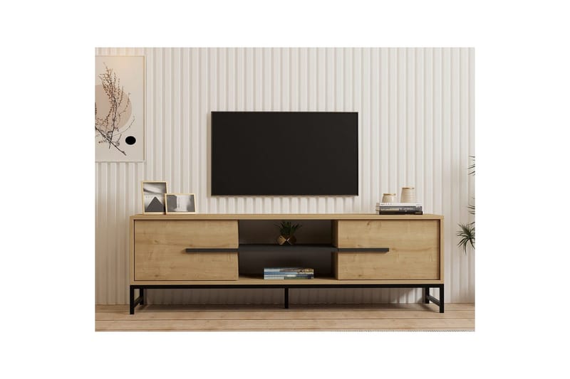 Mono Gulvstående TV-benk 160 cm med Oppbevaring i Eik - Beige - Møbler - Mediamøbel & tv møbel - TV-benk & mediabenk