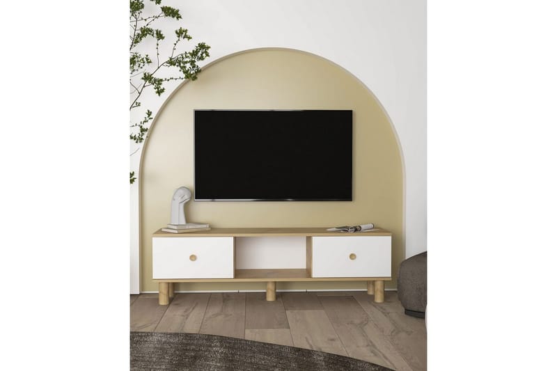Mono TV-benk 150 cm - Rødfarget tre/Hvit - Møbler - Mediamøbel & tv møbel - TV-benk & mediabenk
