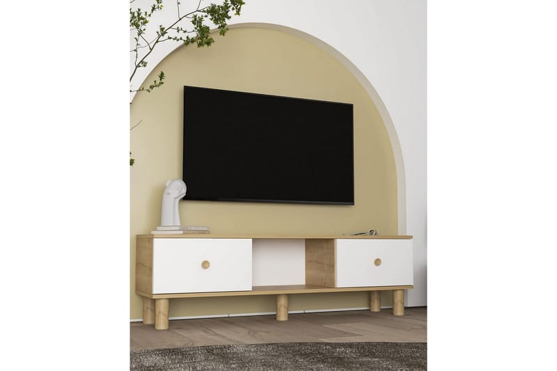 Mono TV-benk 150 cm - Rødfarget tre/Hvit - Møbler - Mediamøbel & tv møbel - TV-benk & mediabenk