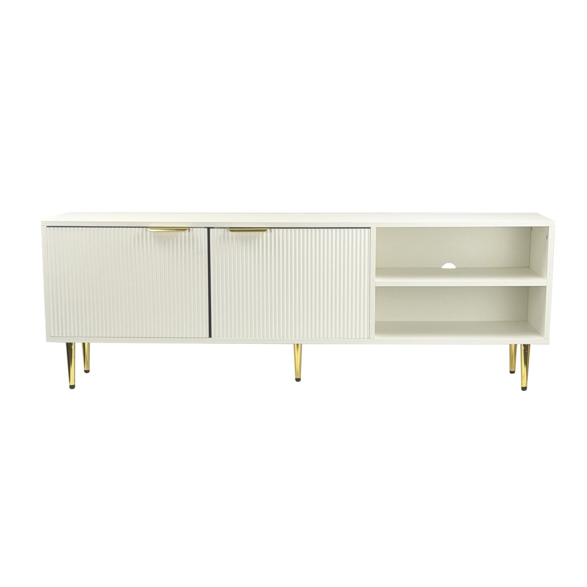 Morela TV-benk 150 cm - Hvit med gulldetaljer