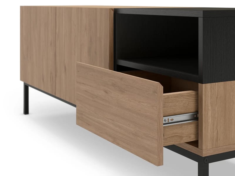 Morlen TV-benk 140 cm - Naturlig eik, tre-svart, svart - Møbler - Mediamøbel & tv møbel - TV-benk & mediabenk