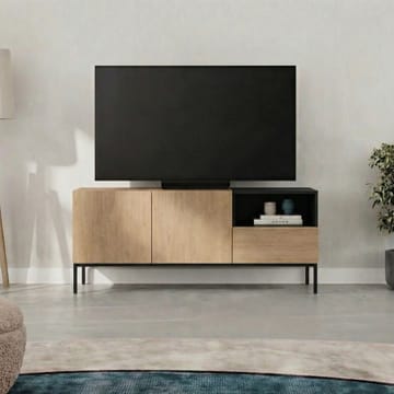 Morlen TV-benk 140 cm - Naturlig eik, tre-svart, svart - Møbler - Mediamøbel & tv møbel - TV-benk & mediabenk