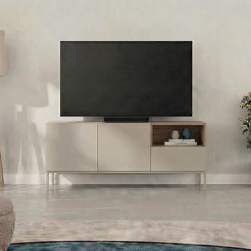 Morlen TV-benk 140 cm - Sandstein og naturlig eik - Møbler - Mediamøbel & tv møbel - TV-benk & mediabenk